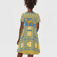 Personalized Eritrea Emblem Kid Short Sleeve Dress Ruhus Beal Lidet - Kente Pattern