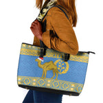 Personalized Eritrea Emblem Leather Tote Bag Ruhus Beal Lidet - Kente Pattern