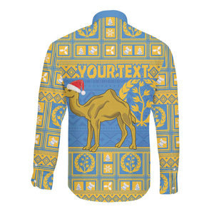 Personalized Eritrea Emblem Long Sleeve Button Shirt Ruhus Beal Lidet - Kente Pattern
