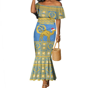 Personalized Eritrea Emblem Mermaid Dress Ruhus Beal Lidet - Kente Pattern