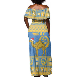 Personalized Eritrea Emblem Off Shoulder Maxi Dress Ruhus Beal Lidet - Kente Pattern