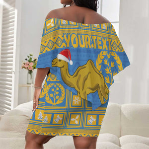 Personalized Eritrea Emblem Off Shoulder Short Dress Ruhus Beal Lidet - Kente Pattern