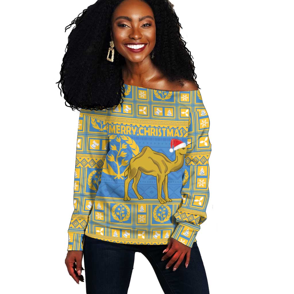 Personalized Eritrea Emblem Off Shoulder Sweater Ruhus Beal Lidet - Kente Pattern