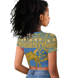 Personalized Eritrea Emblem Raglan Cropped T shirt Ruhus Beal Lidet - Kente Pattern