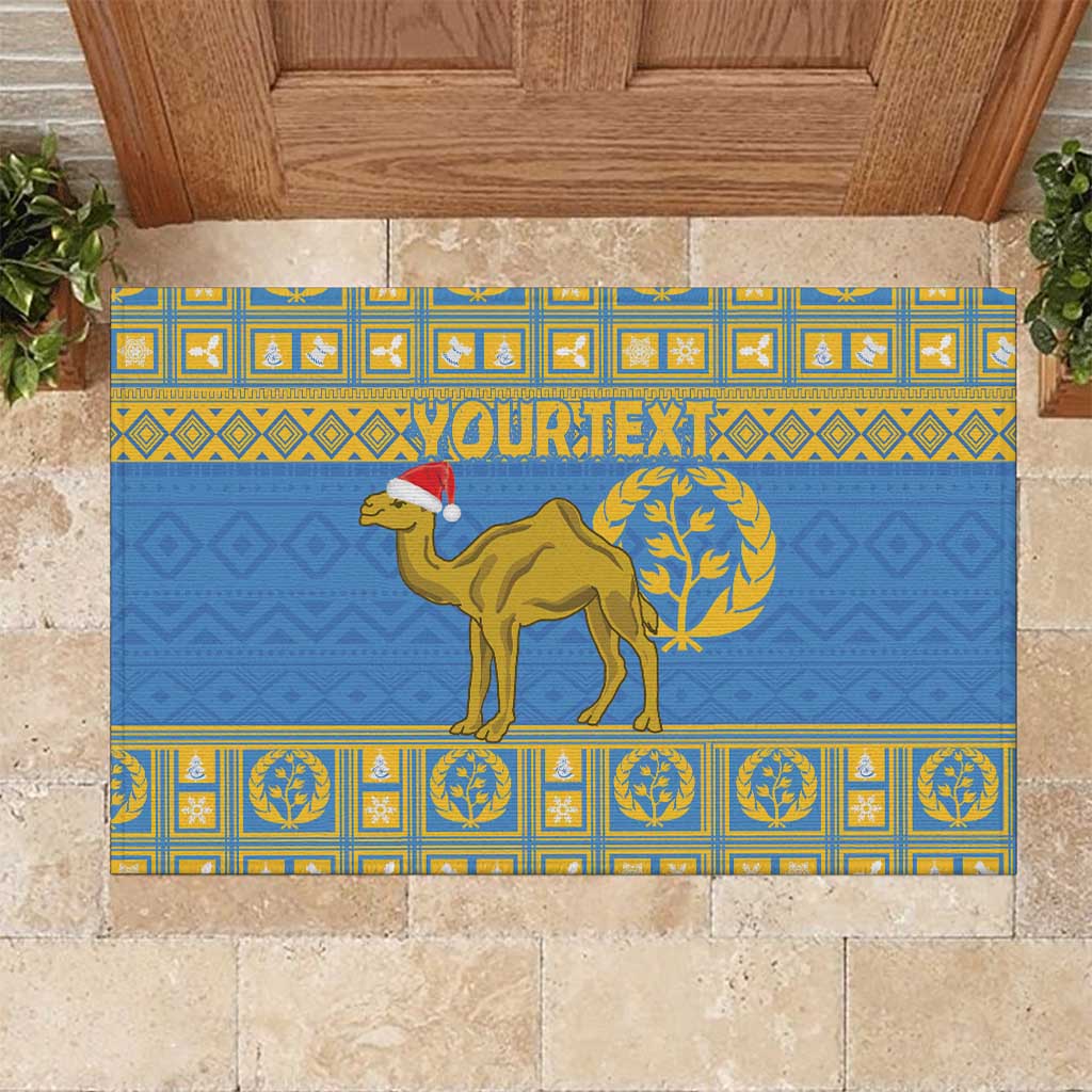 Personalized Eritrea Emblem Rubber Doormat Ruhus Beal Lidet - Kente Pattern