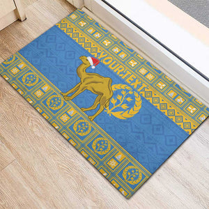 Personalized Eritrea Emblem Rubber Doormat Ruhus Beal Lidet - Kente Pattern