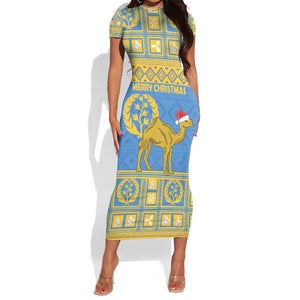 Personalized Eritrea Emblem Short Sleeve Bodycon Dress Ruhus Beal Lidet - Kente Pattern