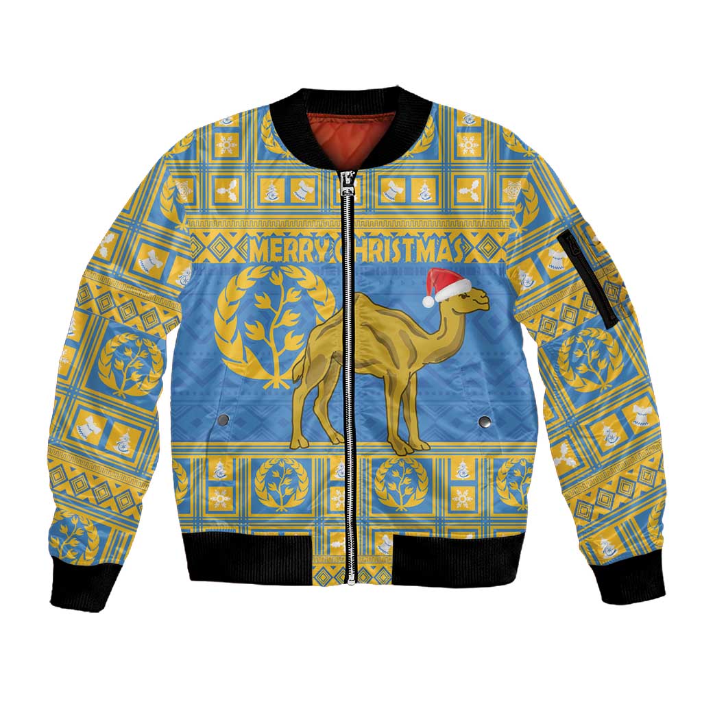 Personalized Eritrea Emblem Sleeve Zip Bomber Jacket Ruhus Beal Lidet - Kente Pattern