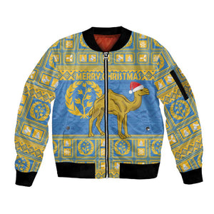 Personalized Eritrea Emblem Sleeve Zip Bomber Jacket Ruhus Beal Lidet - Kente Pattern