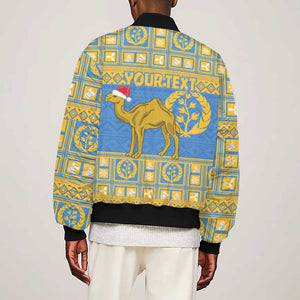 Personalized Eritrea Emblem Sleeve Zip Bomber Jacket Ruhus Beal Lidet - Kente Pattern