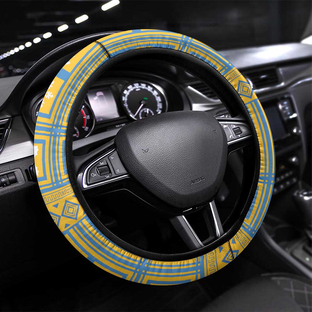 Eritrea Emblem Steering Wheel Cover Ruhus Beal Lidet - Kente Pattern