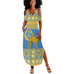 Personalized Eritrea Emblem Summer Maxi Dress Ruhus Beal Lidet - Kente Pattern