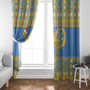 Personalized Eritrea Emblem Window Curtain Ruhus Beal Lidet - Kente Pattern