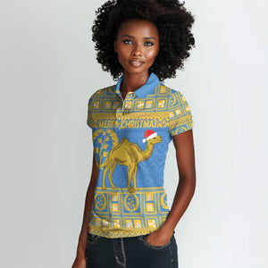 Personalized Eritrea Emblem Women Polo Shirt Ruhus Beal Lidet - Kente Pattern