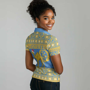 Personalized Eritrea Emblem Women Polo Shirt Ruhus Beal Lidet - Kente Pattern