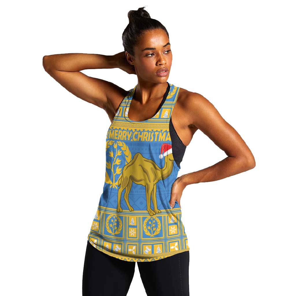 Personalized Eritrea Emblem Women Racerback Tank Ruhus Beal Lidet - Kente Pattern