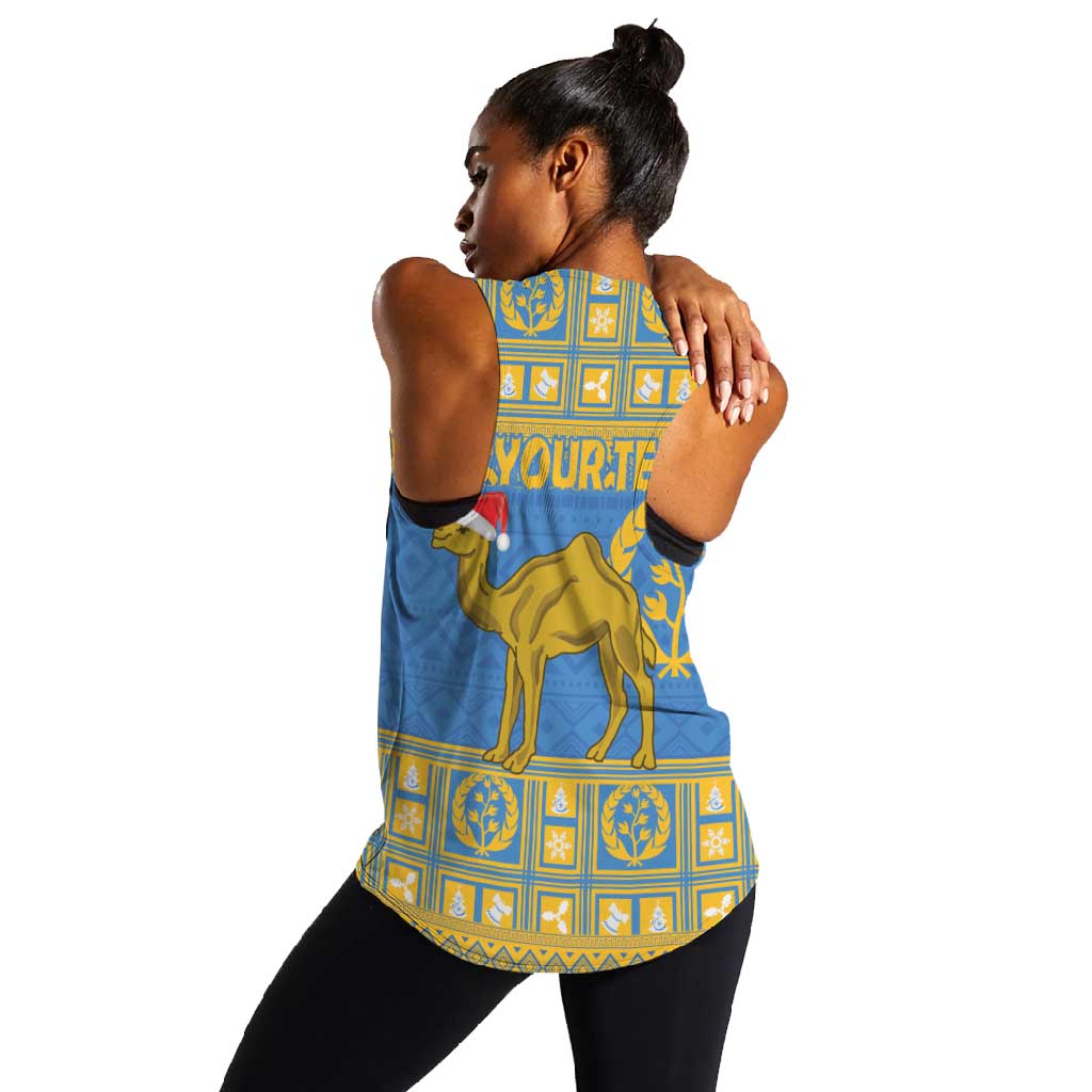 Personalized Eritrea Emblem Women Racerback Tank Ruhus Beal Lidet - Kente Pattern