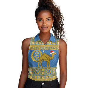 Personalized Eritrea Emblem Women Sleeveless Polo Shirt Ruhus Beal Lidet - Kente Pattern