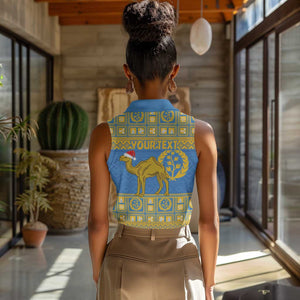 Personalized Eritrea Emblem Women Sleeveless Polo Shirt Ruhus Beal Lidet - Kente Pattern