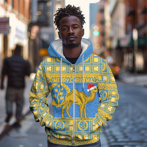 Personalized Eritrea Emblem Zip Hoodie Ruhus Beal Lidet - Kente Pattern