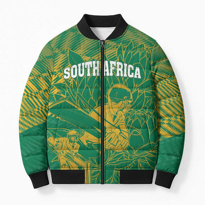 Cricket South Africa Custom Bomber Puffer Jacket Green Version Proteas