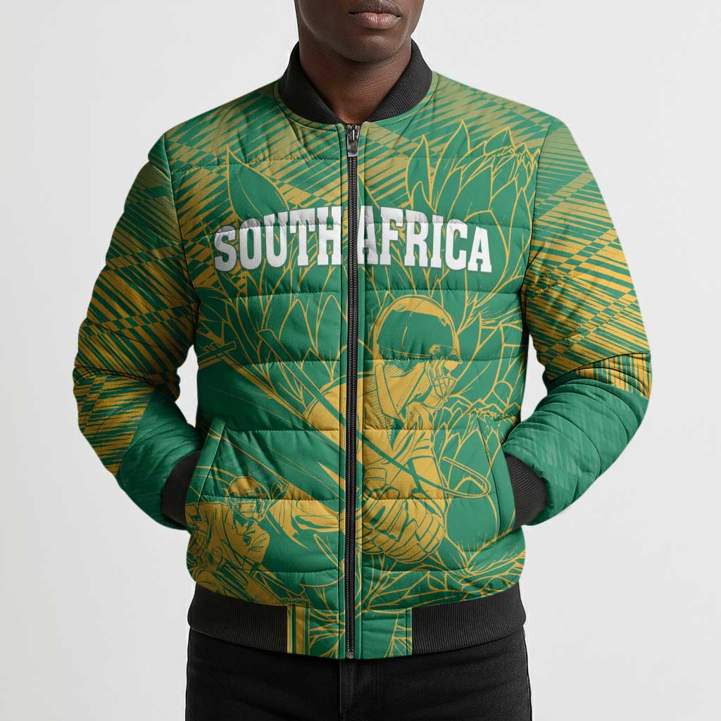 Cricket South Africa Custom Bomber Puffer Jacket Green Version Proteas