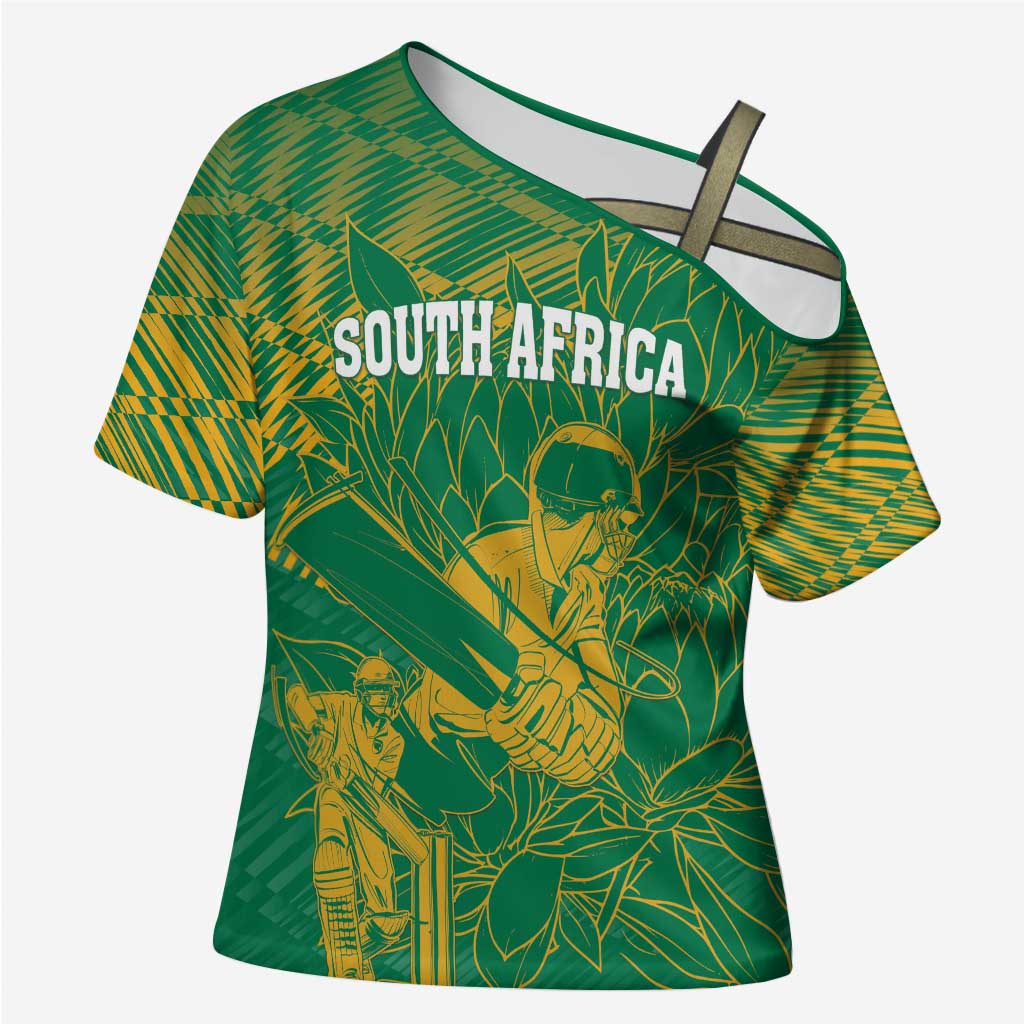 Cricket South Africa Custom Cross Shoulder Shirt Green Version Proteas