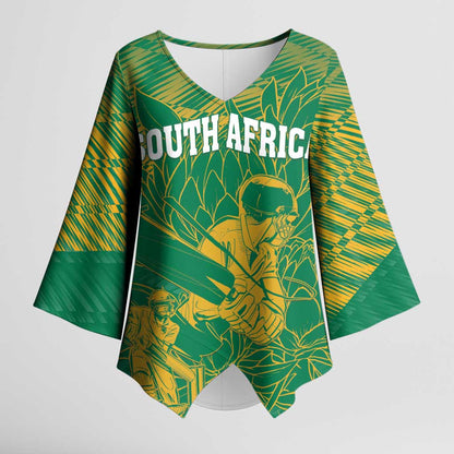 Cricket South Africa Custom Kimono Sleeve Blouse Green Version Proteas