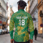 Cricket South Africa Custom Long Sleeve Button Shirt Green Version Proteas - African Pride