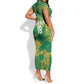 Cricket South Africa Custom Short Sleeve Bodycon Dress Green Version Proteas - African Pride