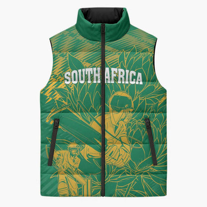 Cricket South Africa Custom Sleeveless Puffer Jacket Green Version Proteas