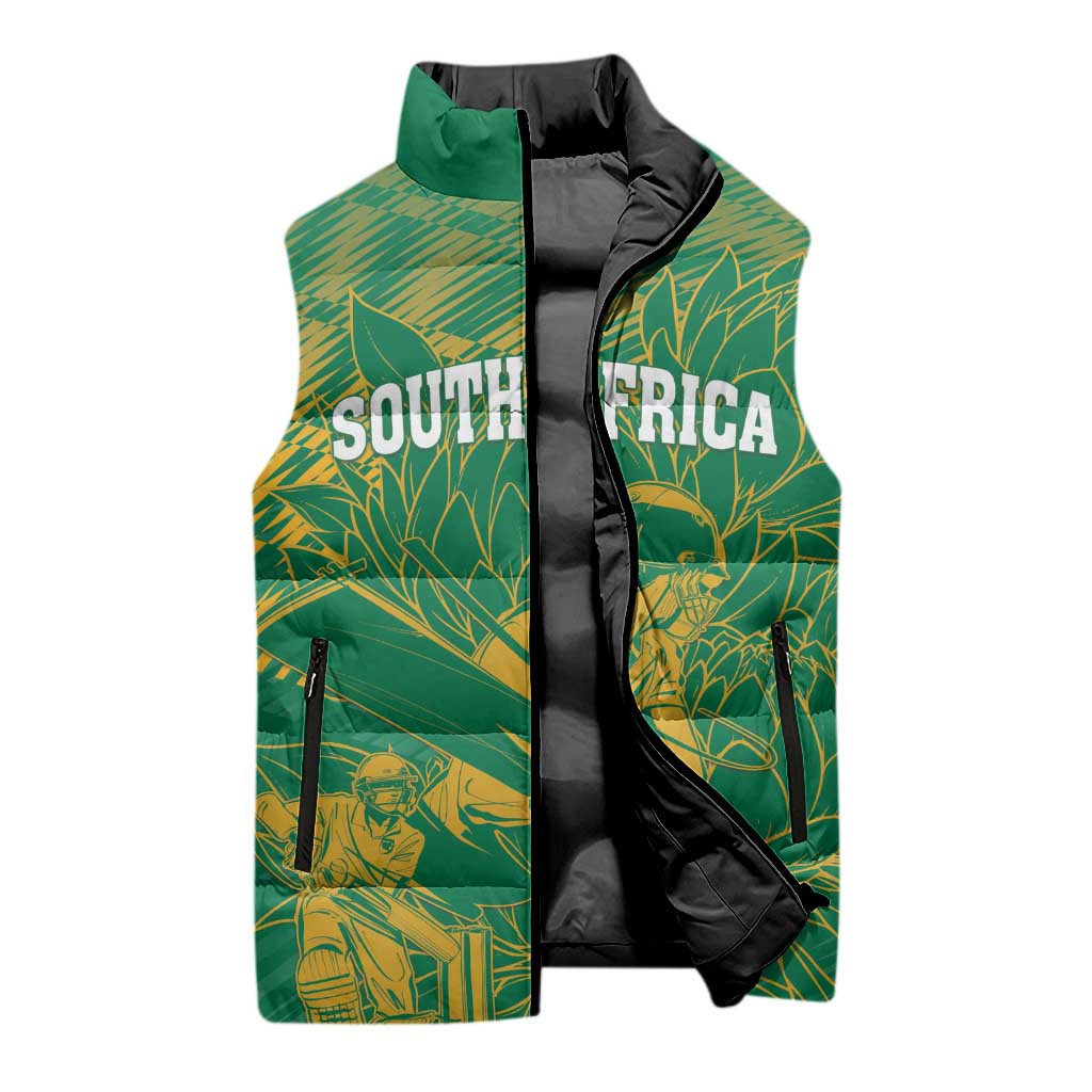 Cricket South Africa Custom Sleeveless Puffer Jacket Green Version Proteas