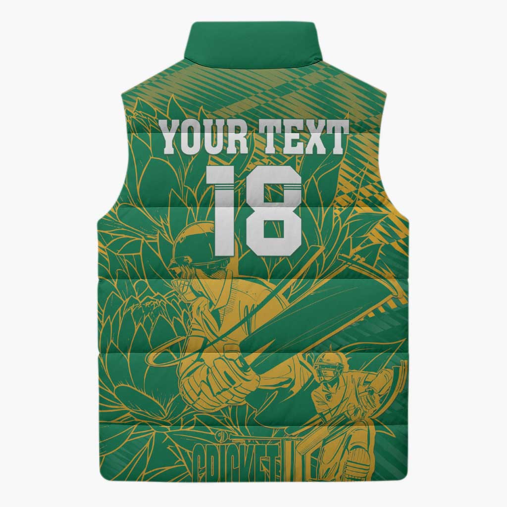 Cricket South Africa Custom Sleeveless Puffer Jacket Green Version Proteas