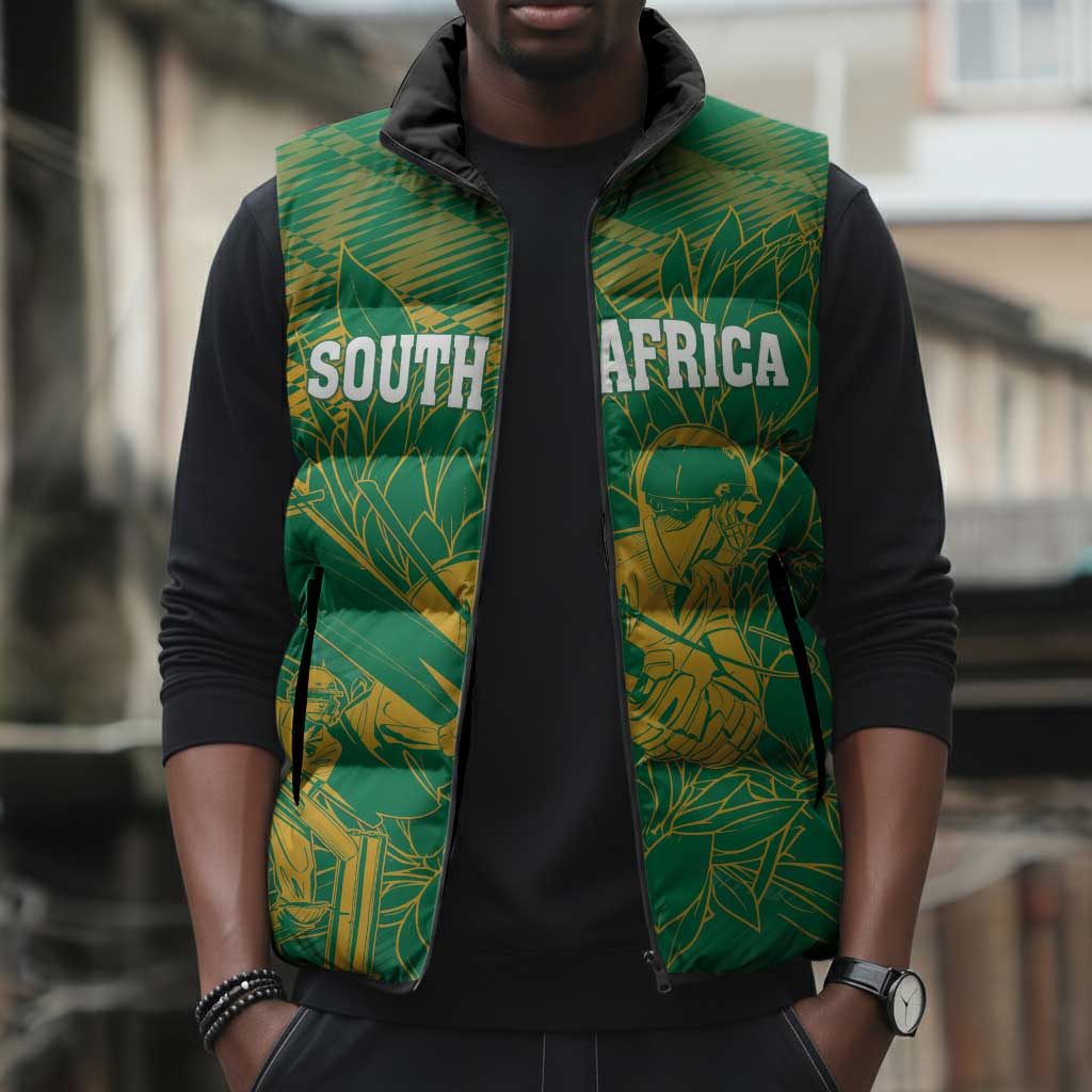 Cricket South Africa Custom Sleeveless Puffer Jacket Green Version Proteas