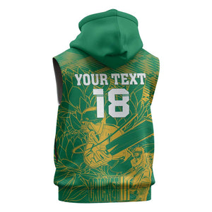 Cricket South Africa Custom Sleeveless Zip Hoodie Green Version Proteas - African Pride