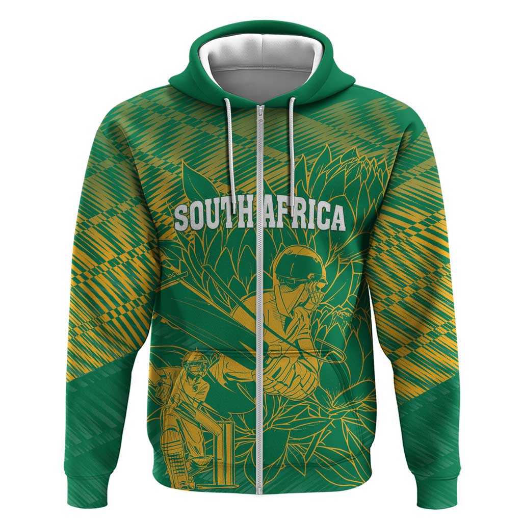 Cricket South Africa Custom Zip Hoodie Green Version Proteas - African Pride