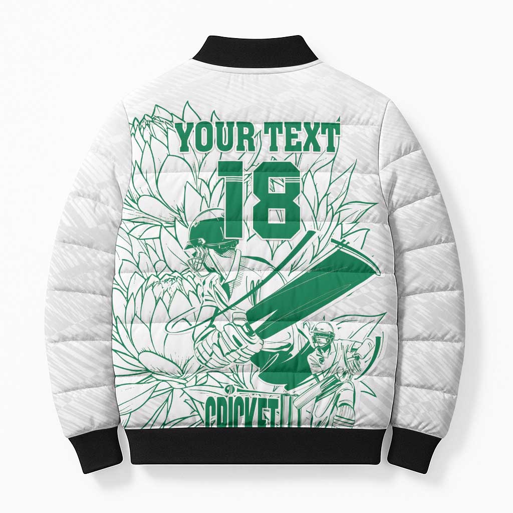 Cricket South Africa Custom Bomber Puffer Jacket White Version Proteas