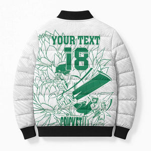Cricket South Africa Custom Bomber Puffer Jacket White Version Proteas