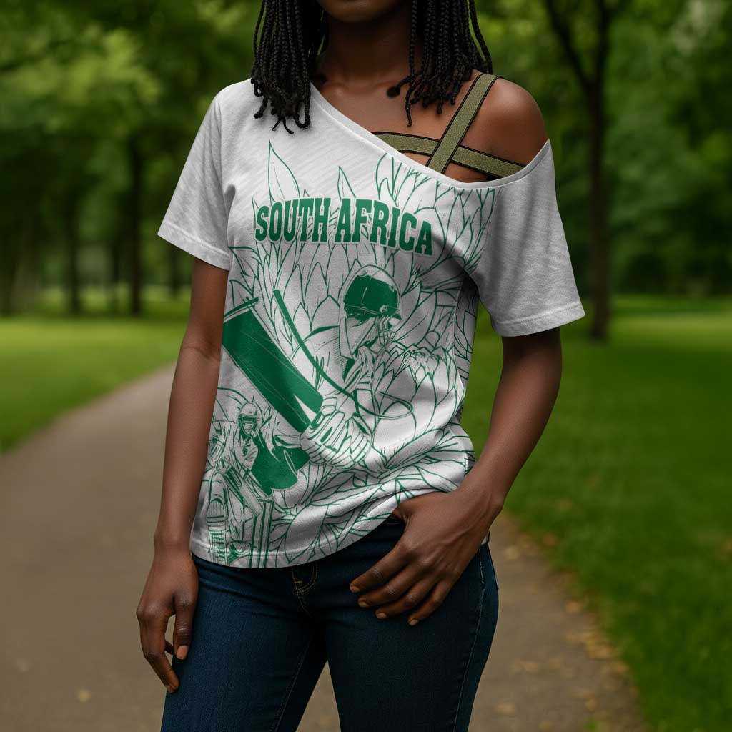 Cricket South Africa Custom Cross Shoulder Shirt White Version Proteas