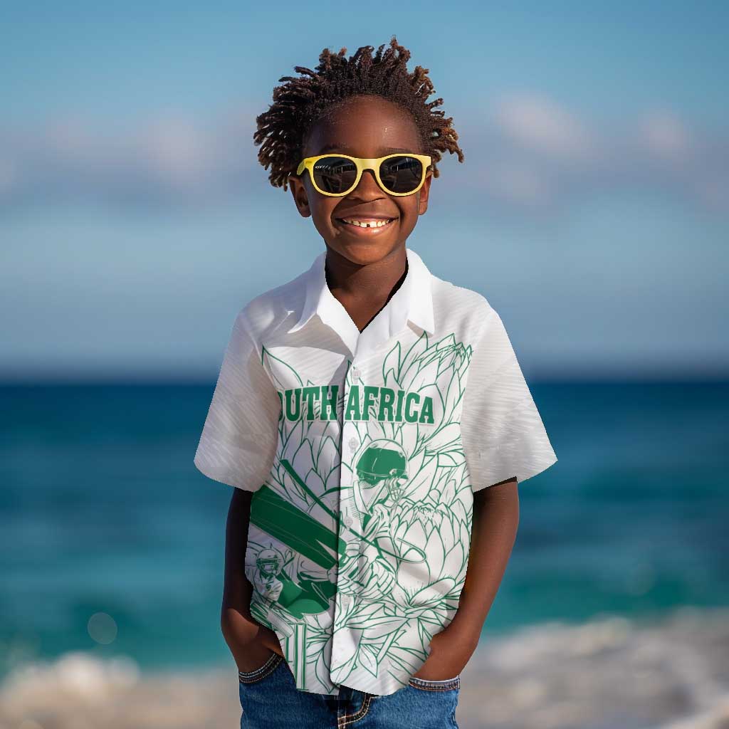 Cricket South Africa Custom Kid Hawaiian Shirt White Version Proteas - African Pride