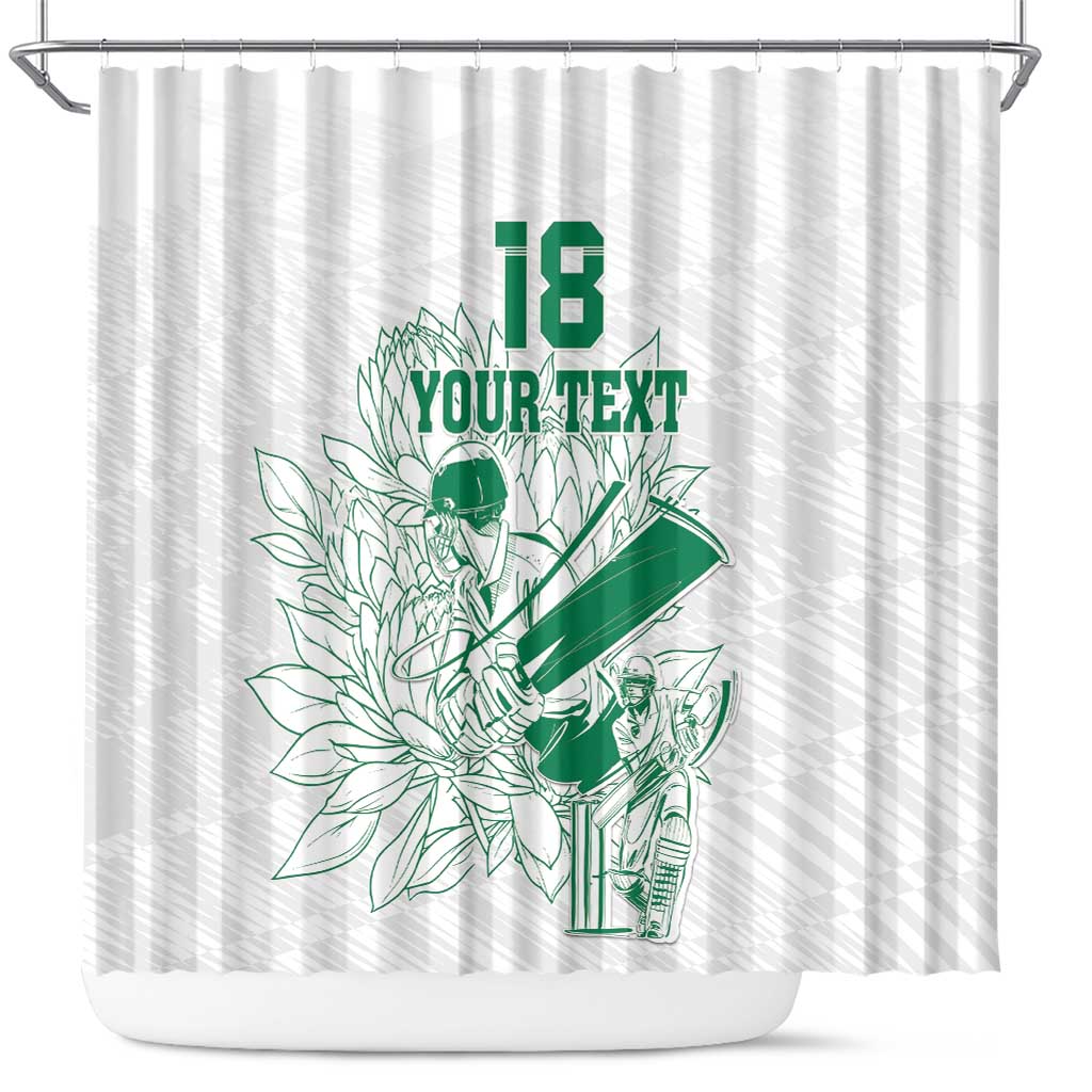 Cricket South Africa Custom Shower Curtain White Version Proteas - African Pride