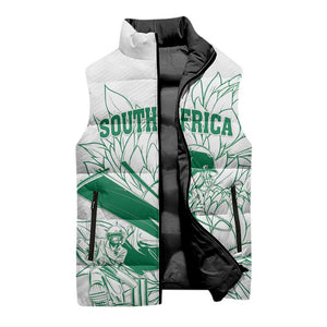 Cricket South Africa Custom Sleeveless Puffer Jacket White Version Proteas