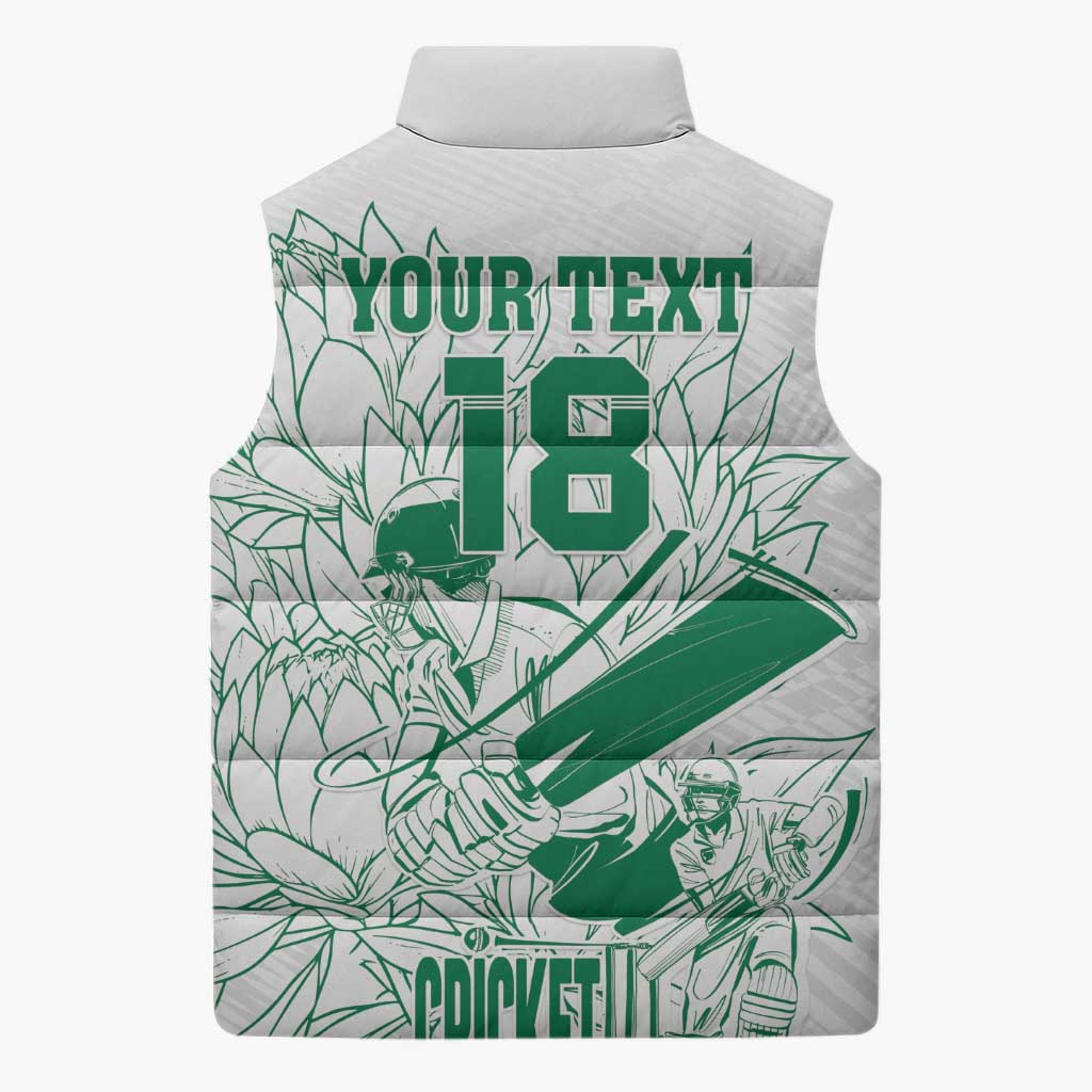 Cricket South Africa Custom Sleeveless Puffer Jacket White Version Proteas