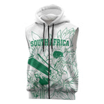 Cricket South Africa Custom Sleeveless Zip Hoodie White Version Proteas - African Pride