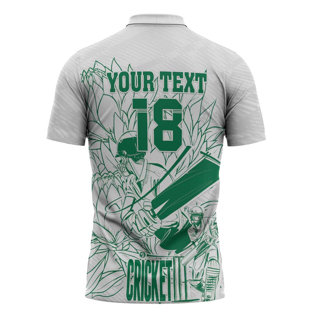 Cricket South Africa Custom Zipper Polo Shirt White Version Proteas