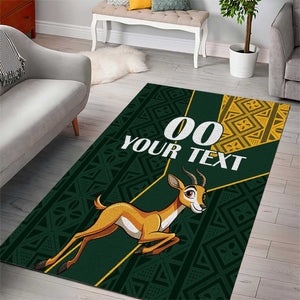 Custom South Africa Springbok Jumping Area Rug With Kente Patterns