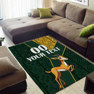 Custom South Africa Springbok Jumping Area Rug With Kente Patterns