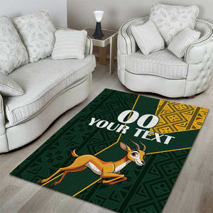 Custom South Africa Springbok Jumping Area Rug With Kente Patterns