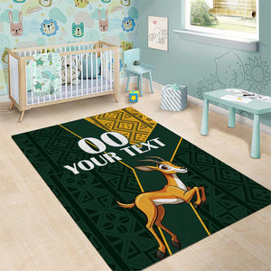 Custom South Africa Springbok Jumping Area Rug With Kente Patterns