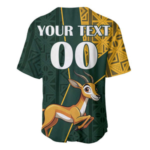 Custom South Africa Springbok Jumping Baseball Jersey With Kente Patterns